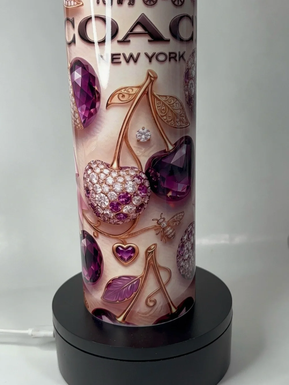 Tumbler 20 oz Coach Pink and Purple Cherry Accent Lantern